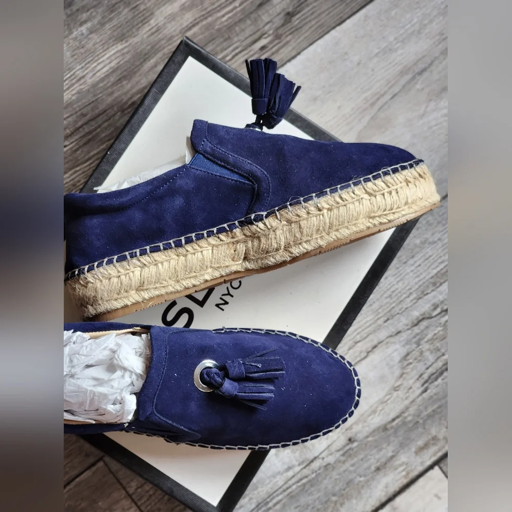 J/SLIDES NYC NAVY SUEDE ROSA SLIDES